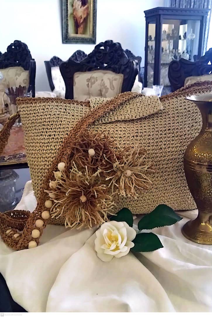 کیف کرم دوشی رافیا استردار نخ ترک رافیا M15