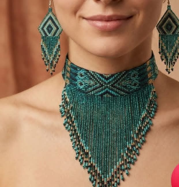 گردنبند و گوشواره منجوق وارداتی درجه یک مات و براق در رنگهای سفارشی شما N6